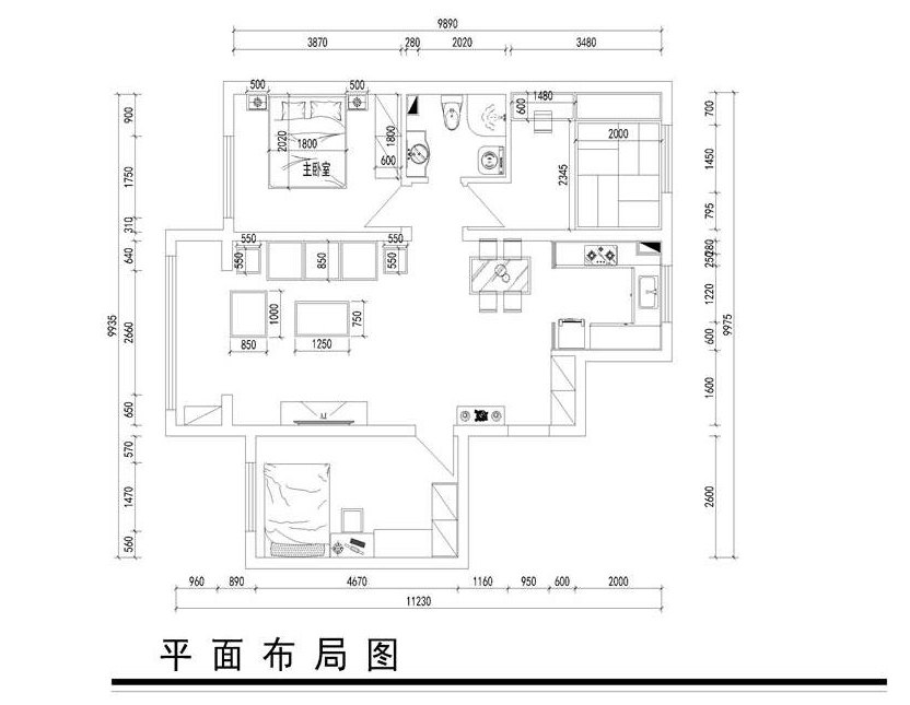 100平房子平面图