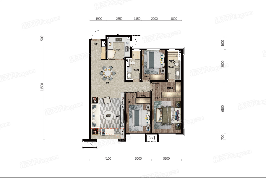 中海和平之门GHOUSE天际115㎡户型图