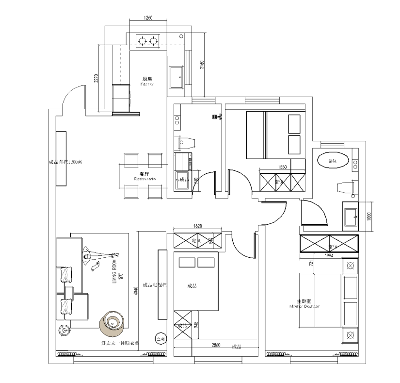 保利茉莉公馆115㎡现代风格-平面图.png